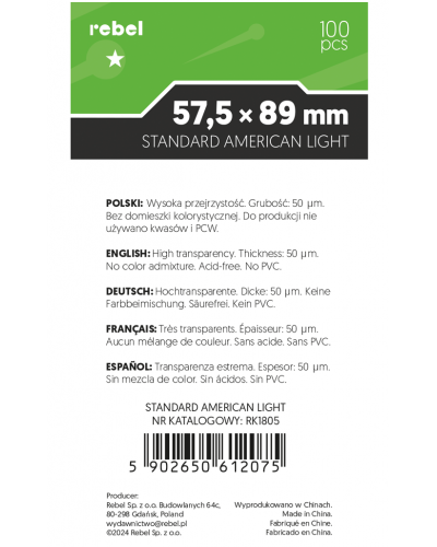 Koszulki na karty Rebel (57,5x89 mm) Orion Light 100 sztuk Koszulki na karty Rebel (57,5x89 mm) Orion Light 100 sztuk