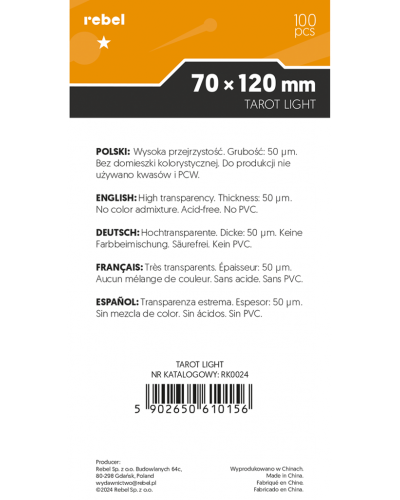 Koszulki na karty Rebel (70x120 mm) Auriga Light 100 sztuk