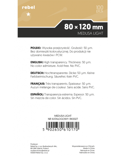Koszulki na karty Rebel (80x120 mm) Libra Medusa Light 100 sztuk