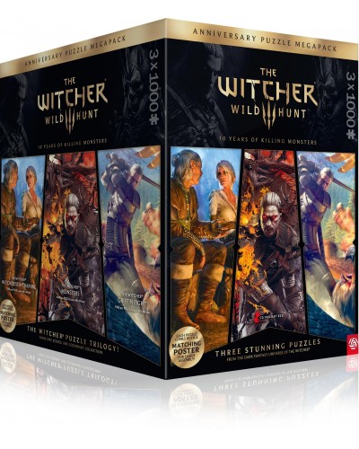 Puzzle The Witcher 3 Wild Hunt 10 Years of Killing Monsters Puzzle Trilogy 3x1000 elementów